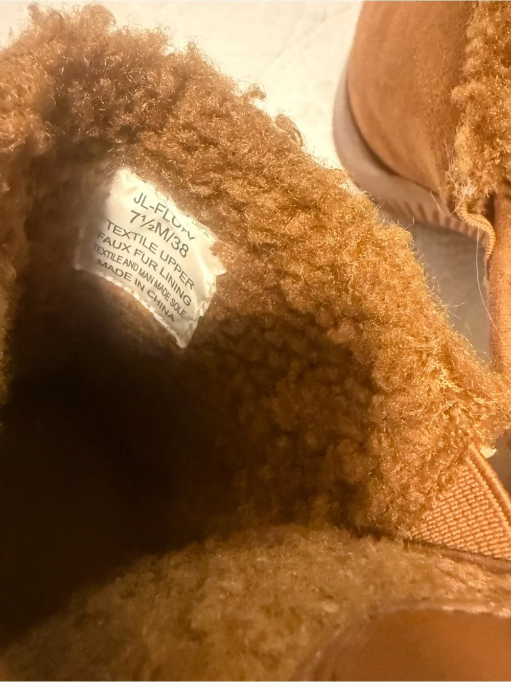 JLO Jennifer Lopez Faux Suede Fur Lined Mule Heels Platform Clogs Brown Size 7.5